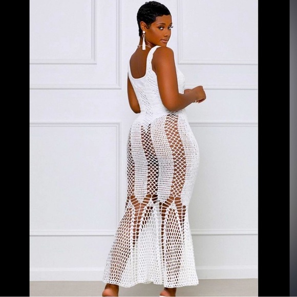 WHITE SUMMER SUNSET MAXI DRESS - Picture 7 of 12